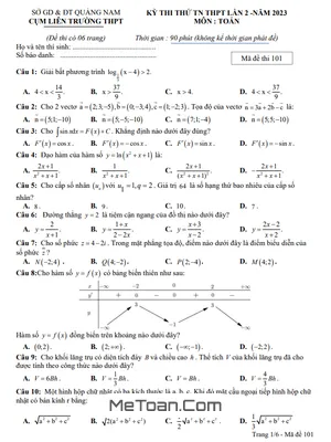 Đề thi thử THPT Quốc gia 2023 môn Toán lần 2 cụm liên trường THPT - Quảng Nam