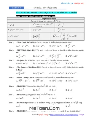 Chuyên Đề Lũy Thừa, Mũ Và Logarit Ôn Thi THPT 2021 - Nguyễn Bảo Vương