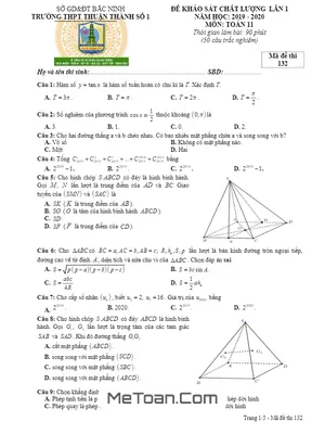 Đề khảo sát Toán 11 lần 1 năm 2019 - 2020 trường Thuận Thành 1 - Bắc Ninh