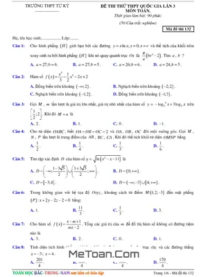 Đề Thi Thử THPT Quốc Gia Môn Toán Trường THPT Tứ Kỳ - Hải Dương Lần 3 Năm 2017