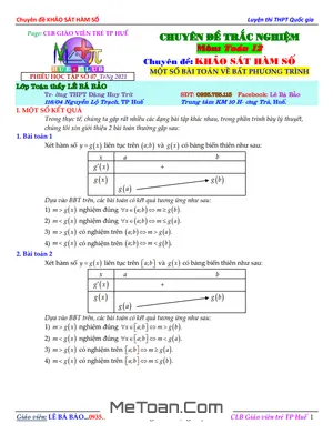 Phương Pháp Giải Nhanh Bất Phương Trình Qua Bảng Biến Thiên Và Đồ Thị Hàm Số