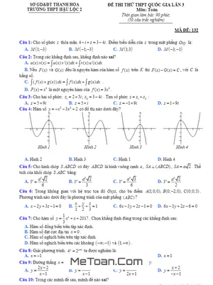 Đề Thi Thử THPT Quốc Gia 2017 Môn Toán Trường THPT Hậu Lộc 2 - Thanh Hóa Lần 3