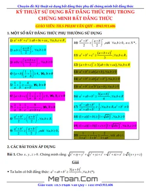 Kỹ thuật chứng minh bất đẳng thức bằng bất đẳng thức phụ