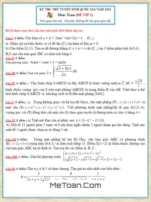 Đề thi thử THPT Quốc gia môn Toán 2024 - Đề VIP 1 (có đáp án)
