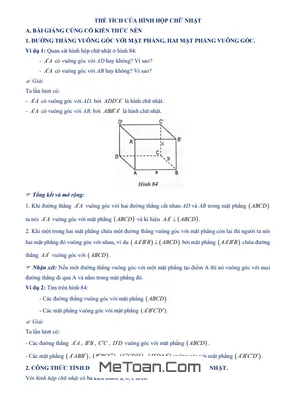 Chuyên Đề Hình Học 8: Thể Tích Hình Hộp Chữ Nhật