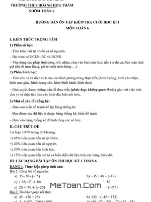 Đề Cương Ôn Tập Cuối Kì 1 Toán 6 Năm 2025 – 2026 Trường THCS Hoàng Hoa Thám, TPHCM
