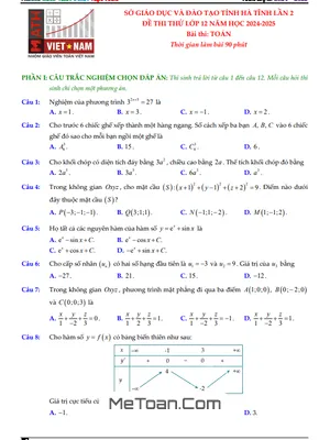 Tổng hợp lời giải chi tiết đề thi thử Toán 2025 từ các Sở GD&ĐT (Phần 2)