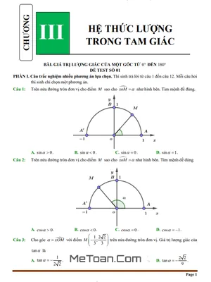 Tổng Hợp Đề Kiểm Tra Hệ Thức Lượng Trong Tam Giác Toán 10 (Có Lời Giải Chi Tiết)