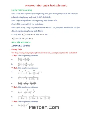Phương Trình Chứa Ẩn Ở Mẫu: Lý Thuyết Và Bài Tập Từ Cơ Bản Đến Nâng Cao