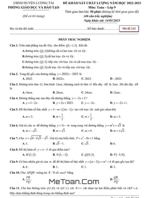 Đề khảo sát chất lượng Toán 9 năm 2022 - 2023 phòng GD&ĐT Lương Tài - Bắc Ninh