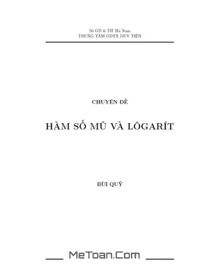 Chuyên Đề Hàm Số Mũ Và Logarit - Tác Giả Bùi Quỹ