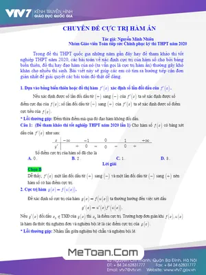 Bí Quyết Chinh Phục Cực Trị Hàm Ẩn Trong Đề Thi THPT - Thầy Nguyễn Minh Nhiên