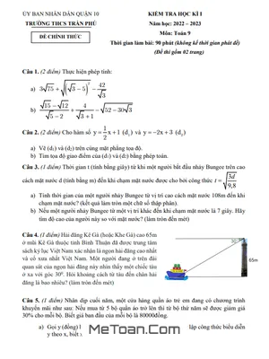 Đề thi học kì 1 Toán 9 năm 2022 - 2023 trường THCS Trần Phú - TP HCM