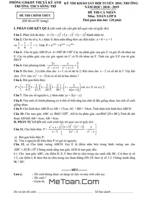 Đề thi học sinh giỏi Toán 8 cấp trường năm 2018 - 2019 trường THCS Sông Trí - Hà Tĩnh