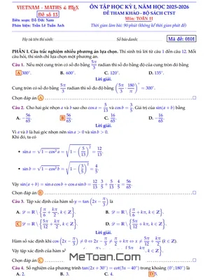 Bộ Đề Tham Khảo Ôn Tập Học Kỳ 1 Toán 11 Chân Trời Sáng Tạo (CTST) Năm 2025 – 2026
