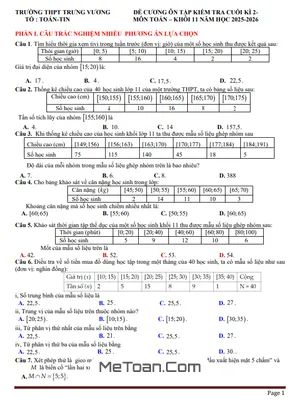 Đề cương Ôn Tập Học Kỳ 2 Toán 11 THPT Trưng Vương - Gia Lai 2025-2026