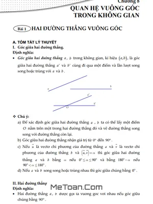 Tài Liệu Quan Hệ Vuông Góc Trong Không Gian Toán 11 CTST