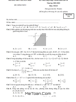 Đề thi học sinh giỏi Toán 10 năm học 2022 - 2023 trường THPT Nguyễn Trãi - Thanh Hóa