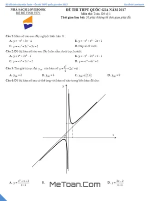 Đề Thi Thử THPT Quốc Gia 2017 Môn Toán Lần 1 - Lovebook