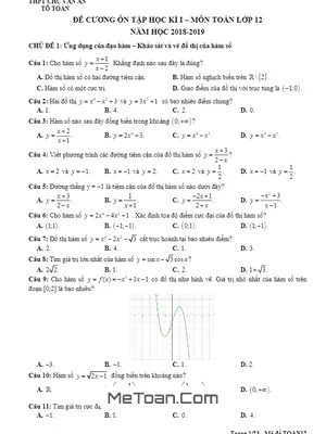Đề Cương Ôn Tập Học Kỳ 1 Toán 12 Năm 2018 - 2019 Trường THPT Chu Văn An - Hà Nội