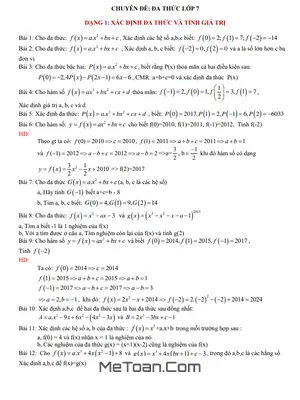 Bồi Dưỡng Học Sinh Giỏi Toán 7: Chuyên Đề Đa Thức