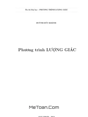 Phương Trình Lượng Giác Trong Đề Thi Đại Học - Huỳnh Đức Khánh