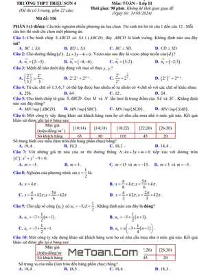Đề KSCL lần 2 Toán 11 năm 2023 – 2024 trường THPT Triệu Sơn 4 – Thanh Hóa