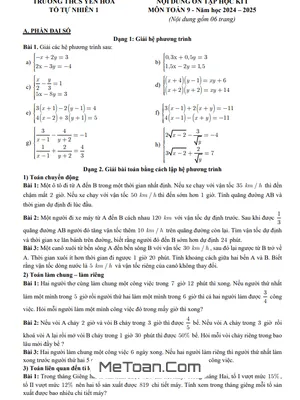Ôn Tập Học Kì 1 Toán 9 Năm 2024 - 2025 Trường THCS Yên Hòa - Hà Nội