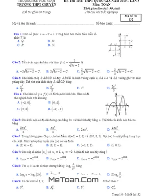 Đề thi thử Toán THPTQG 2019 lần 3 trường chuyên Đại học Vinh – Nghệ An