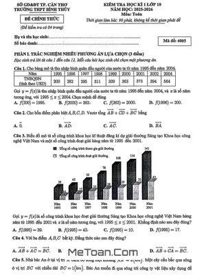 Đề thi học kì 1 Toán 10 năm 2025 – 2026 trường THPT Bình Thủy – Cần Thơ