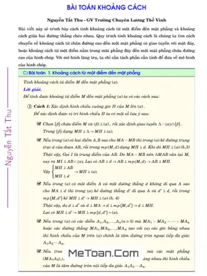 Bài Toán Khoảng Cách Trong Không Gian - Nguyễn Tất Thu