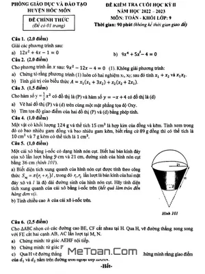 Đề thi học kì 2 Toán 9 năm 2022 - 2023 phòng GD&ĐT Hóc Môn - TP HCM