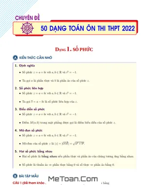 Tuyển Tập 50 Dạng Toán Ôn Thi Tốt Nghiệp THPT 2022 Môn Toán