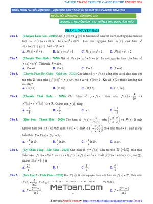 Bài Tập Trắc Nghiệm Nguyên Hàm, Tích Phân Và Ứng Dụng - VD - VDC
