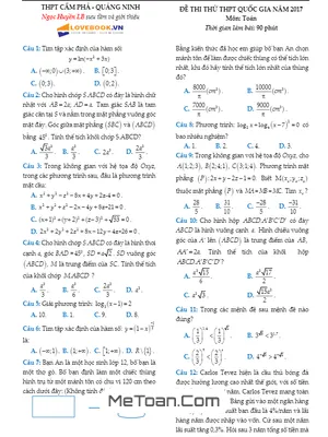 Đề Thi Thử THPT Quốc Gia 2017 Môn Toán - Trường THPT Cẩm Phả, Quảng Ninh