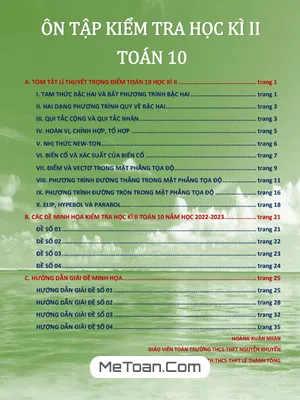 Đề Cương Ôn Tập Kiểm Tra Học Kì 2 Toán 10 Chân Trời Sáng Tạo