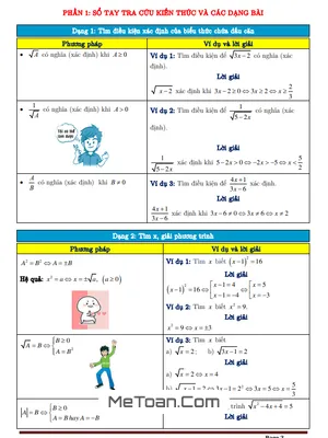 Cẩm nang tra cứu công thức, dạng toán và phương pháp giải Toán 9