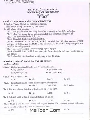 Đề Cương Ôn Tập Cuối Kỳ 1 Toán 6 Năm 2022 - 2023 Trường THCS Ngọc Lâm - Hà Nội