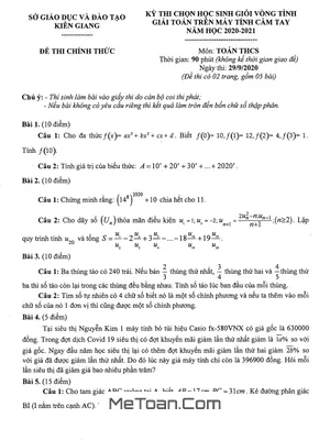 Đề thi học sinh giỏi tỉnh môn Toán THCS năm 2020-2021 sử dụng máy tính cầm tay - Sở GD&ĐT Kiên Giang