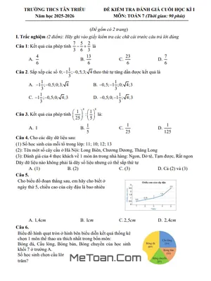 Đề Thi Cuối Học Kỳ 1 Toán 7 Năm 2025 – 2026 Trường THCS Tân Triều – Hà Nội