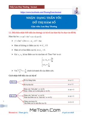 Nhận Dạng Thần Tốc Đồ Thị Hàm Số - Lưu Huy Thưởng