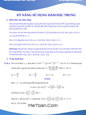 Nâng Cao Kỹ Năng: Giải Ma Trận Bài Toán Mũ - Logarit Bằng Hàm Đặc Trưng