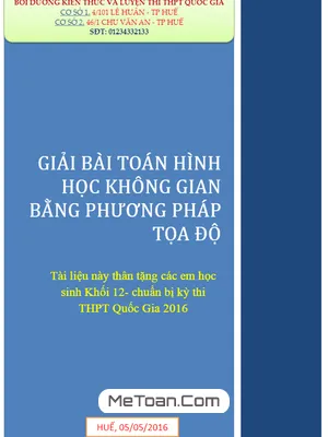 Giải Bài Toán Hình Học Không Gian Bằng Phương Pháp Tọa Độ - Trần Đình Cư