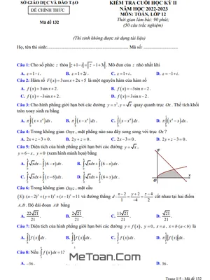 Đề thi Toán 12 cuối kỳ 2 năm 2022 - 2023 sở GD&ĐT Bình Dương [Có đáp án]