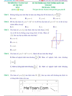 Bộ Đề Thi Thử THPT Quốc Gia 2017 Môn Toán - Trần Văn Tài