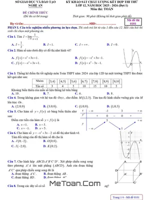 Đề Thi Thử Tốt Nghiệp THPT 2026 Môn Toán Sở GD&ĐT Nghệ An - Đợt 1