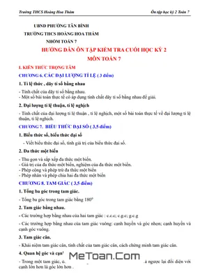 Đề Cương Ôn Tập Toán 7 Học Kỳ 2 Năm 2025-2026 Trường THCS Hoàng Hoa Thám, TP.HCM