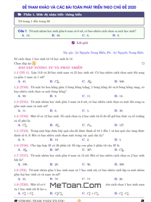 Đề Tham Khảo THPTQG 2020 Môn Toán Và Các Bài Toán Phát Triển Theo Chủ Đề