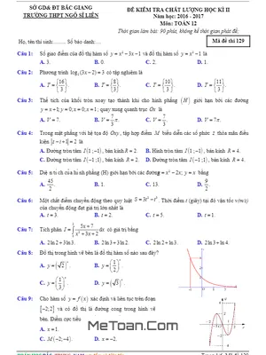 Đề thi HK2 Toán 12 năm 2016 - 2017 trường THPT Ngô Sĩ Liên - Bắc Giang
