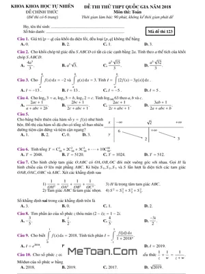 Đề thi thử Toán THPTQG 2018 trường Đại học Hồng Đức - Thanh Hóa
